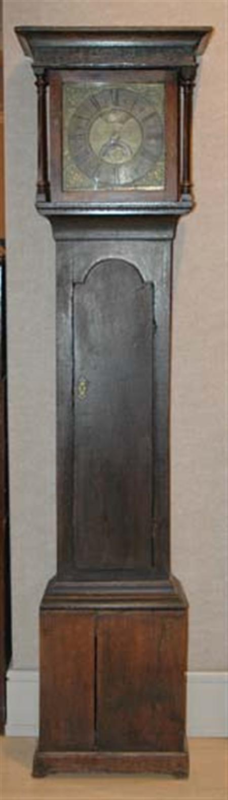 Lot image - Provincial George III Oak Tall Case Clock