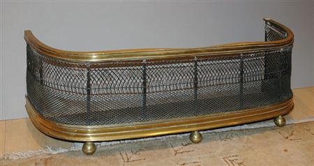 Lot image - George III Brass Mounted Black Painted Metal Fire Fender