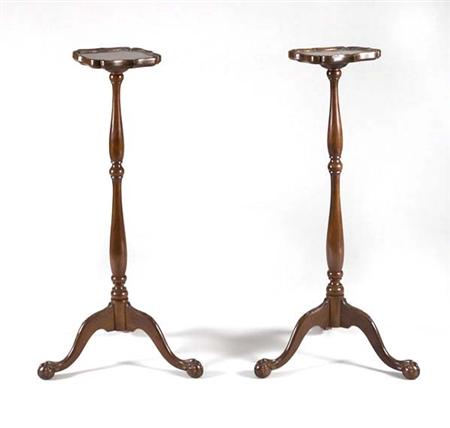 Lot image - Pair of George III Style Mahogany Tripod Kettle Stands