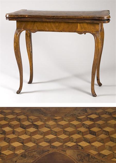 Lot image - Continental Rococo Inlaid Walnut Fold-Over Games Table