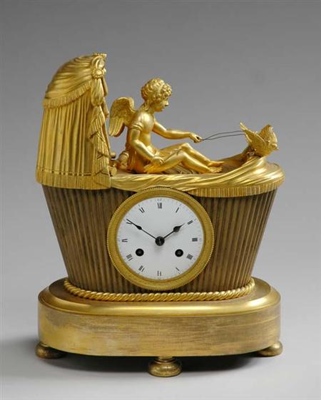 Lot image - Empire Gilt-Bronze Mantel Clock