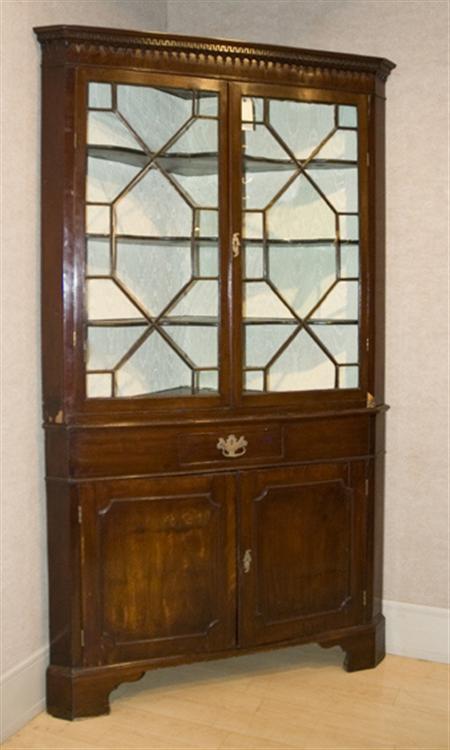 Lot image - George III Mahogany Corner Cabinet