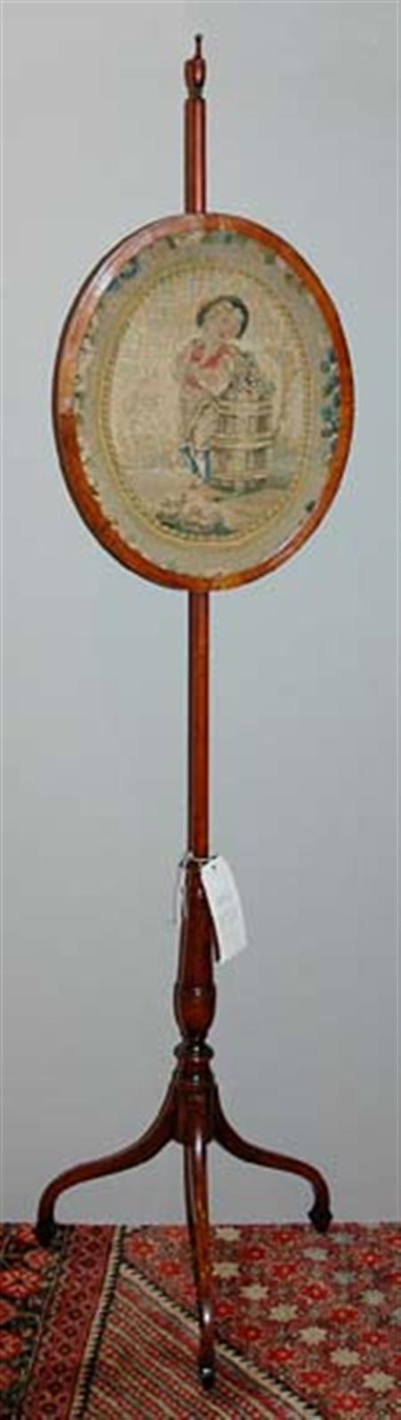 Lot image - George III Mahogany Pole Screen