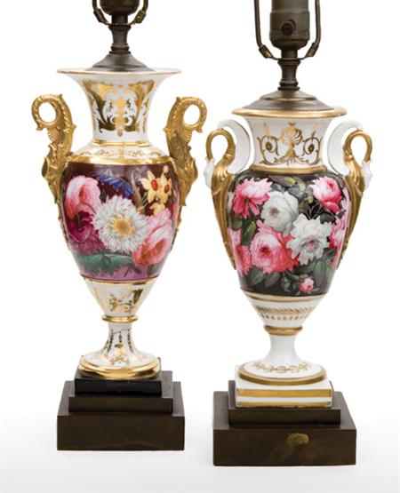 Lot image - Companion Pair of English Porcelain Urns