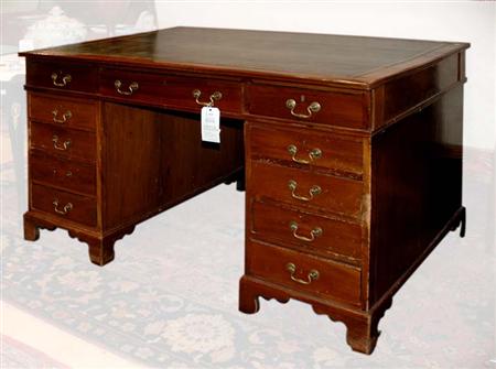 Lot image - George III Mahogany Pedestal Partners Desk
