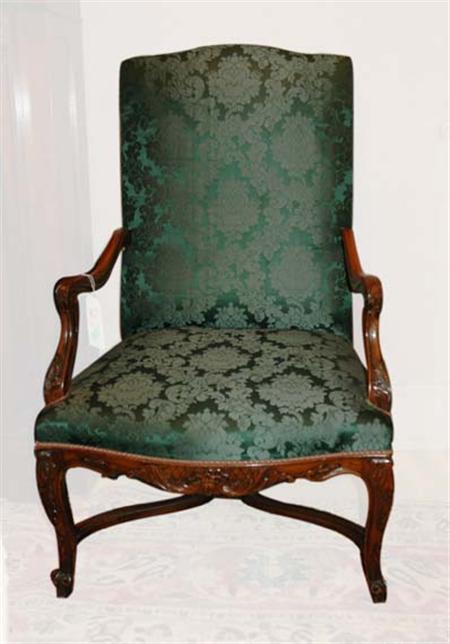 Lot image - Louis XV Style Carved Mahogany Fauteuil