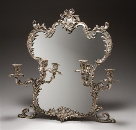 Lot image - Louis XV Style Silver Plated Dressing Mirror