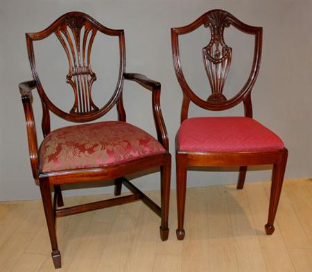Lot image - Assembled Set of Eight George III Style Mahogany Dining Chairs