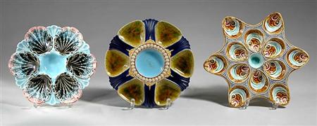 Lot image - Miscellaneous Group of French and English Majolica Oyster Plates