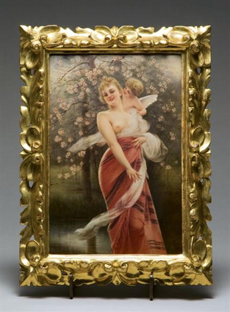 Lot image - Framed KPM Porcelain Plaque of Primavera