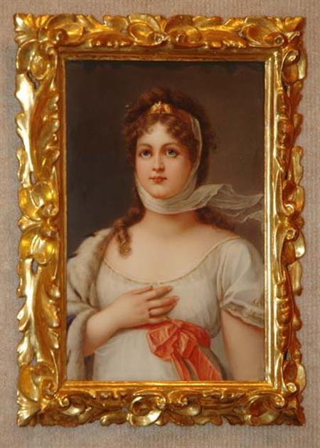 Lot image - Framed KPM Porcelain Plaque of Queen Louise
