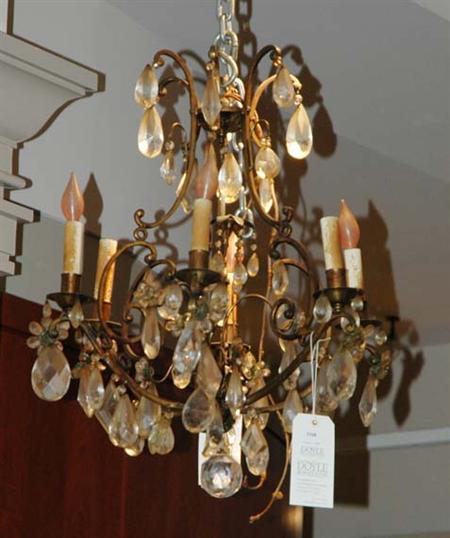 Lot image - Louis XV Style Gilt-Metal and Glass Six-Light Chandelier