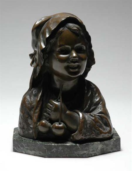 Lot image - French Bronze Bust of a Girl
