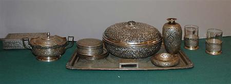 Lot image - Miscellaneous Group of Persian Silver Articles