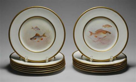 Lot image - Set of Twelve Royal Doulton Porcelain Fish Plates