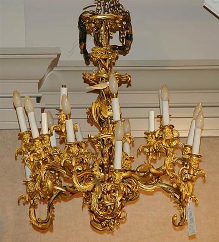 Lot image - Louis XV Style Gilt-Metal Eighteen-Light Chandelier