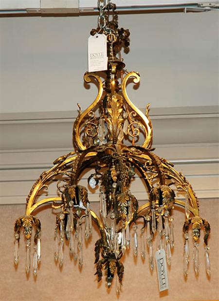 Lot image - Louis XV Style Gilt-Metal and Glass Eleven-Light Chandelier