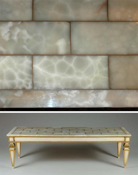 Lot image - Louis XVI Style Parcel Gilt and Painted Onyx Coffee Table