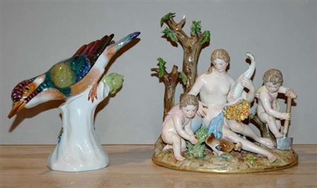 Lot image - Meissen Porcelain Figural Group