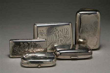 Lot image - Miscellaneous Group of Five Russian Silver Cigarette Cases