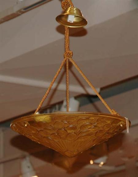 Lot image - Etling Molded and Frosted Glass Plafonnier