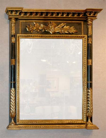 Lot image - Empire Style Black and Gold Painted Mirror