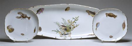 Lot image - Limoges Gilt and Transfer Print Decorated Porcelain Fish Service