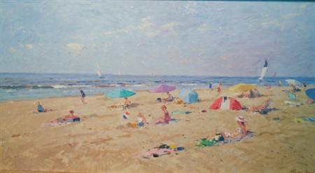 Lot image - Niek van der Plas Dutch, b. 1954 Afternoon at the Beach