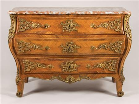 Lot image - Regence Style Gilt-Metal Mounted Parquetry Inlaid Walnut Commode