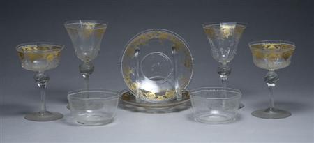 Lot image - Italian Gilt Decorated and Enameled Glass Partial Dessert Service