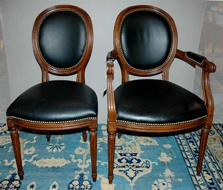Lot image - Set of Six Louis XVI Style Mahogany Dining Chairs