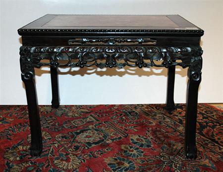 Lot image - Chinese Carved Hardwood Low Table