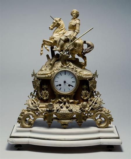 Lot image - Louis Philippe Style Gilt-Metal Equestrian Mantel Clock