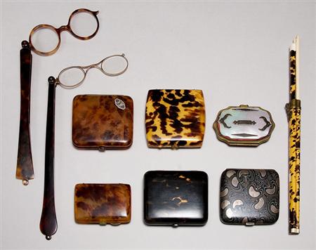 Lot image - Miscellaneous Group of Continental Silver and Faux Tortoise Shell Articles