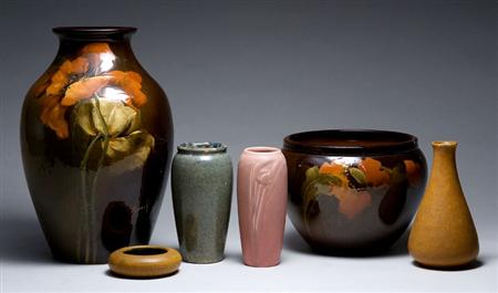 Lot image - Miscellaneous Group of Six American Art Pottery Articles