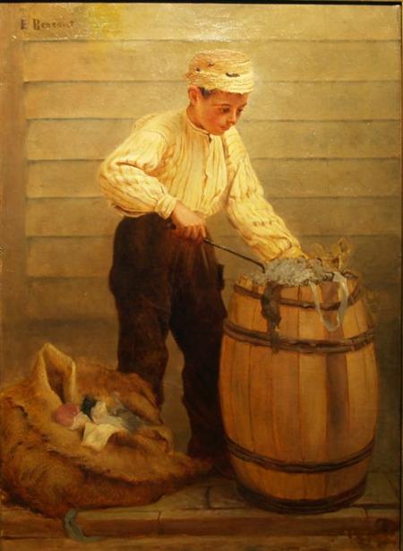 Lot image - Enella Benedict American, 1858-1942 Young Boy at Work