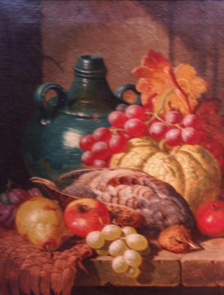 Lot image - Attributed to Charles Thomas Bale Still Life with Fruit and Game