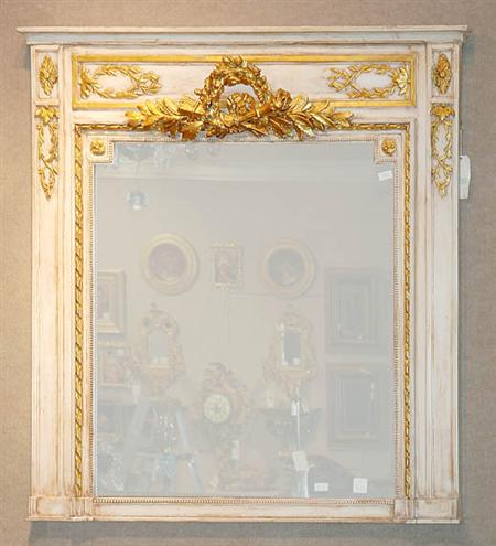 Lot image - Louis XVI Style Parcel Gilt and Ivory Painted Trumeau