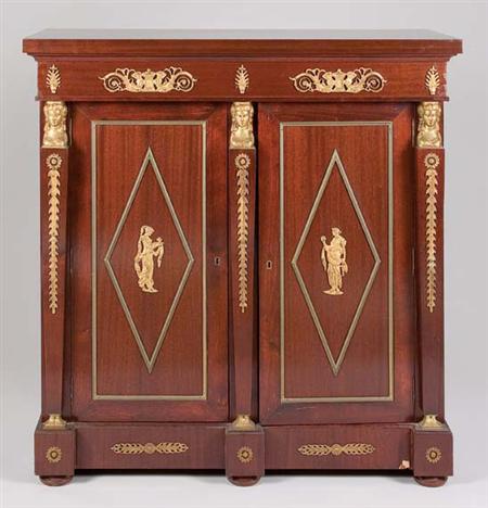 Lot image - Empire Style Gilt-Metal Mounted Mahogany Side Cabinet