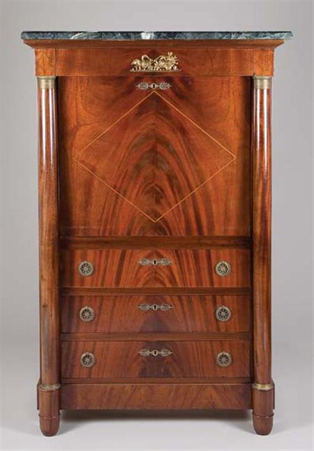 Lot image - Empire Style Gilt-Metal Mounted Secretaire a Abattant