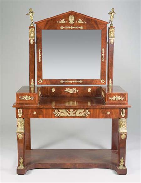 Lot image - Empire Style Gilt-Metal Mounted Mahogany Dressing Table