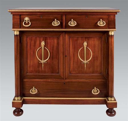 Lot image - Empire Style Gilt-Metal Mahogany Sideboard