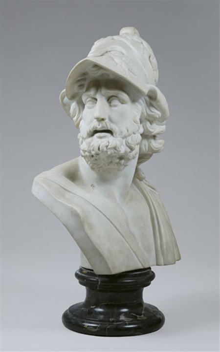 Lot image - White Marble Bust of Ajax; Together with a Neoclassical Style White Marble Pedestal