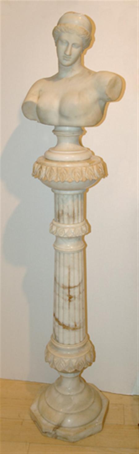 Lot image - White Marble Bust of Venus; Together with a Neoclassical Style Pedestal