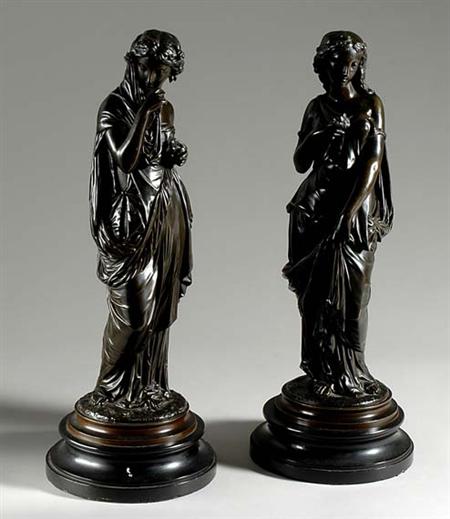 Lot image - Pair of Bronze Female Figures