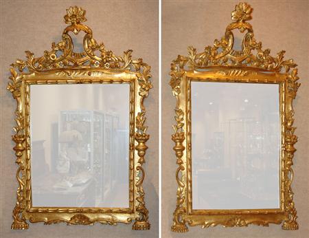 Lot image - Pair of Louis XVI Style Gilt-Wood Mirrors