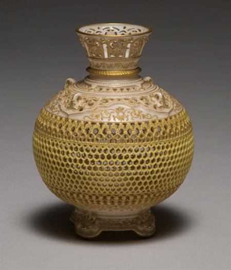 Lot image - Royal Worcester Gilt Decorated Porcelain Vase