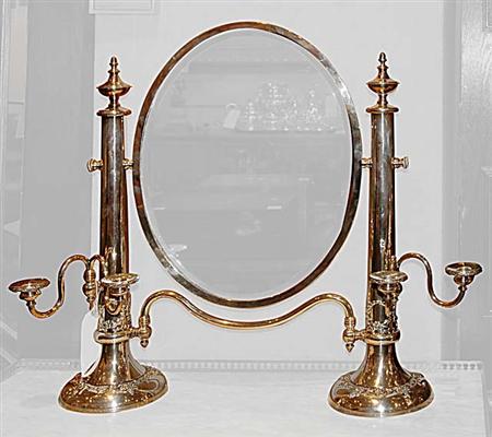 Lot image - Louis XVI Style Silver Plated Dressing Mirror