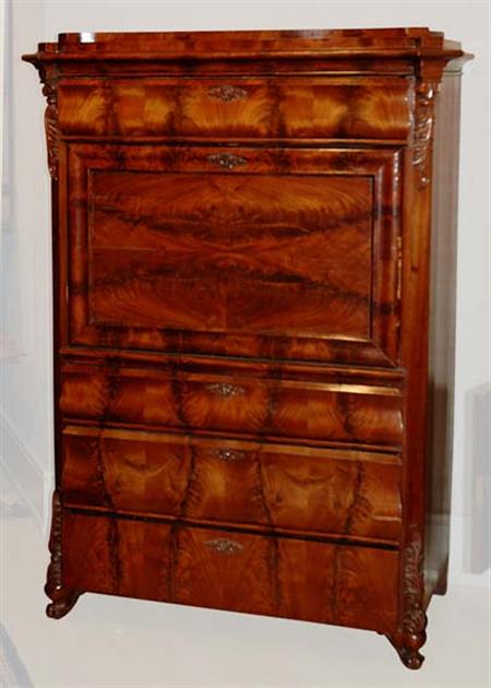 Lot image - Louis XVI Style Mahogany Secretaire a Abattant
