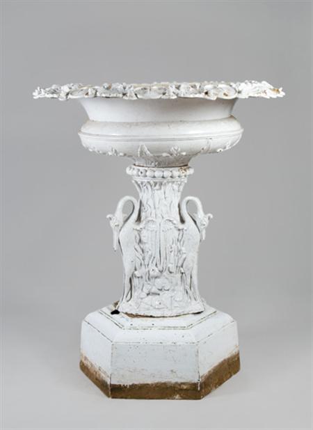 Lot image - White Painted Cast Iron Garden Urn